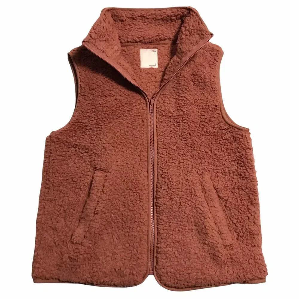 SO Women's Full Zip Sherpa Vest Size S Warm & Cozy Black/Grey/ Mauve - Choose C.